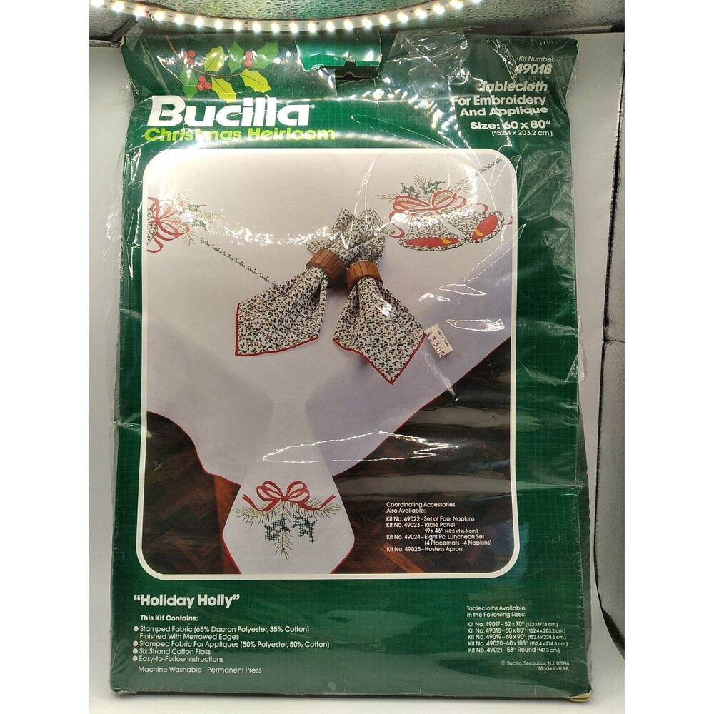 Bucilla Christmas Heirloom Holiday Holly Tablecloth For Embroidery And Applique